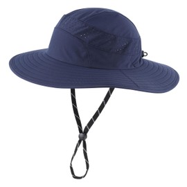 Connectyle Men's UV Protection Bucket Sun Hats Outdoor Breathable Wide Brim Safari Hat for Fishing Hiking Gardening Navy Blue