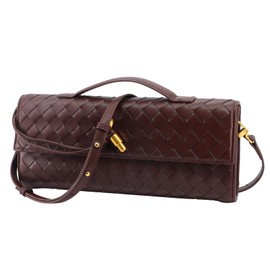 Woven Clutch Purses for Women Evening Bag Handmade Leather Shoulder Handbag Fashion Crossbody Purse (Small Plaid, Grape Purple)