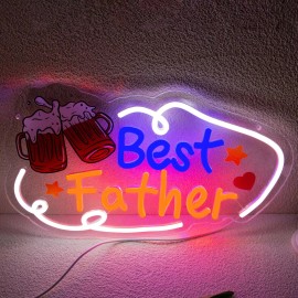 Uponray Man Cave Neon Sign USB Powered Best Dad Ever Fathers Day Gift Fun Present Neon