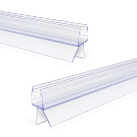 Frameless Shower Door Bottom Seal Strip for 3/8"(10mm) Thick Glass, Super Clear 36 Inch Long 2PCS Shower Door Seal, to Water Block