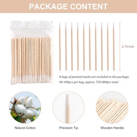 SUTOKAKA 180-200Pcs Pointed Cotton Swabs 2.75 Inch Microblading Precision Tip Cotton Swab Wooden Long Cotton Sticks Applicator Makeup Gun Cleaning Eyebrow Tattoo Permanent Supplies