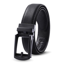 AWAYTR Boys Ratchet Belt for Kids - Black and Brown Leather Belts for Dress Pants Uniform Jeans (90cm,Black)