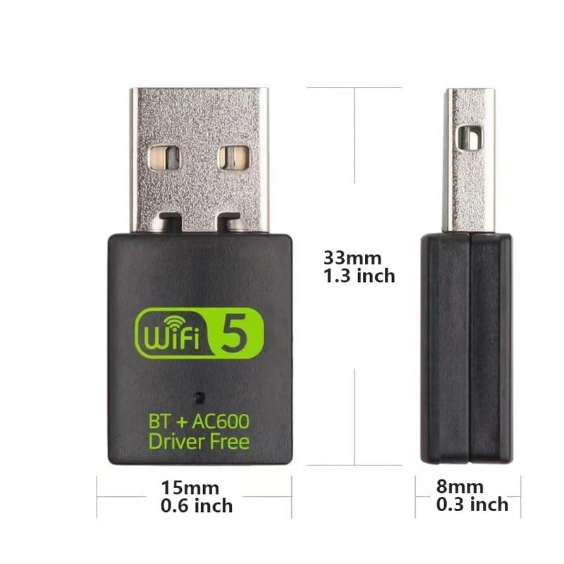USB WiFi Adapter，600Mbps WiFi Bluetooth Adapter(Includes a USB-A to Type