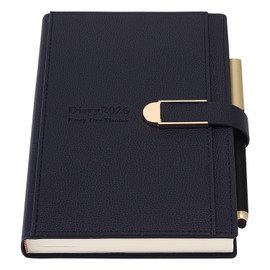 2026 Academic Diary Day to Page A5 January 2026-Dec 2026 Daily Planner Diary with Pen Hardcover Agenda Planner with Stickers Inner Pocket Premium Thicker Paper