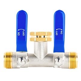 EJW 2 Way Faucet Splitter,Double Hose Connector,Garden Hose Splitters, Hose Splitter 2 Way, Two way Hose Bib Splitter, Water Spigot Splitter, RV Brass Hose Splitter, Hose Valve 3/4 Inch GHT Thread.