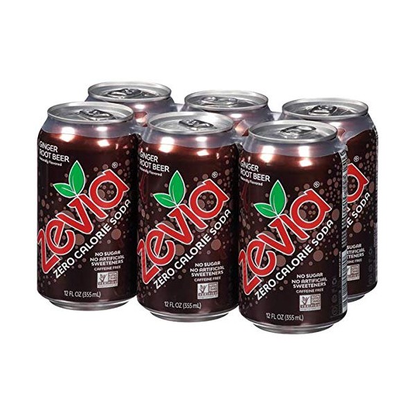 Zevia All Natural Soda, Ginger Root Beer, 12-Ounce Cans (Pack of 6)