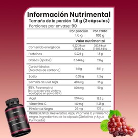 Nuboost - Resveratrol - Resveratrol 1000 Mg Puro - Antioxidantes, 180 Cápsulas Vitamina C - Acaí - Pimienta Negra Hecho en USA
