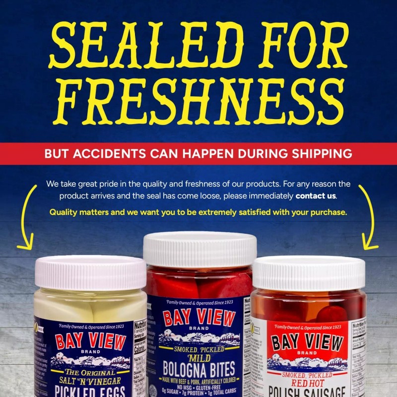 Bay View Pickled Eggs 16oz Pack Fresh Hard Boiled Chili