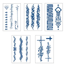 isla&bolso Jagua Tattoo Stickers, Realistic Long Lasting, Large Tattoos, Men's Set of 5 (Design 7)