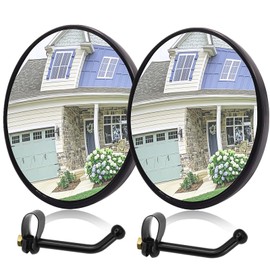 5.7'' Convex Mirror Indoor,Wide Angle Round Mirrors With Adjustable Bracket,Spot Mirrors for Trucks,Tractor,Forklift,Garage, Driveway,Bedroom,Gas Station -2PCS
