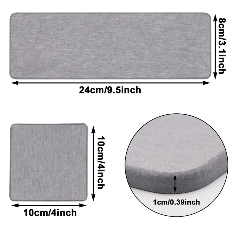 Water Absorbent Diatomite Coasters, Pack of 4, Grey Diatomite Absorbent