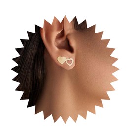 Inilbran Boho Heart Earrings Gold Heart Stud Earrings Vintage Love Heart Earrings Minimalist Hollow Heart Earrings Jewellery for Women and Girls, Zinc