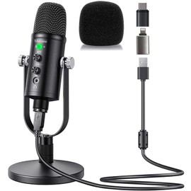 Mercase USB Condenser Microphone for PC, Mac, Phones, PS4/PS5 – Plug & Play Studio Mic with Mute Button & Noise Reduction – for Recording, Streaming, Podcasting, Gaming, Zoom, TikTok, YouTube