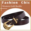 ALAIX Women's Belt Western Belts Silver Gold Buckle Black Leather
