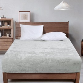 PHF Truly Velvet Fitted Sheet Only Twin Size, Luxury Super Soft Cozy Comfy Fleece Bottom with 15" Deep Pocket, Suitable for Fall Winter and Spring, No Pillowcases, Sliver Grey