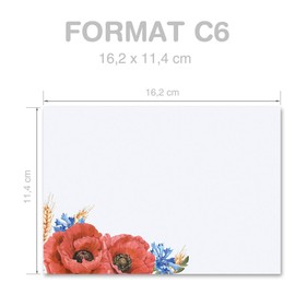 Paper-Media Envelopes Flower Motif Field Flowers 10 Envelopes DIN C6 (162 x 114 mm)