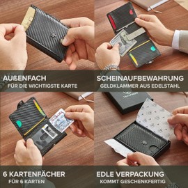 TRAVANDO Slim Wallet mit Geldklammer und Münzfach - Mini Geldbörse Herren Klein - Kartenetui, RFID Geldbeutel Männer Kreditkartenetui, Portemonnaie for Men, Damen, Portmonai Portmonaise Geldtasche