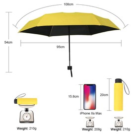 Vicloon Mini Travel Umbrella, Pocket Umbrella, Yellow Portable Compact Folding Umbrella, Small Light-Weight Waterproof Umbrella, Rain and Sun Umbrella