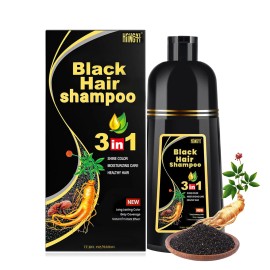 Unbranded 17oz 3 in 1 Black Hair Dye Shampoo Instant + Grey Coverage