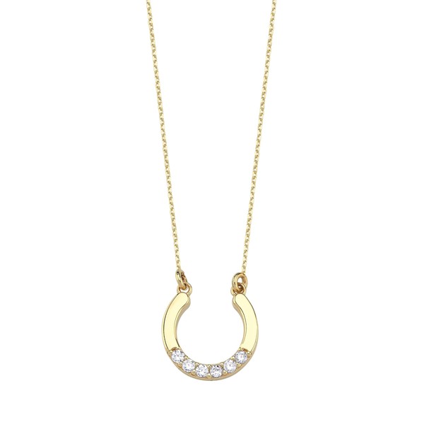 Wish Carat 14k Gold Mini Horseshoe Necklace - Horseshoe Jewelry,