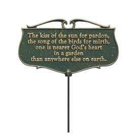 Whitehall Products "The Kiss of The Sun..." Garden Poem Sign, Green/Gold, Aluminum