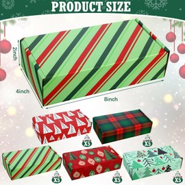 Zhanmai 25 Pcs Christmas Gift Boxes Mailing Boxes Small Corrugated Cardboard Boxes Holiday Shipping Boxes for Small Business Gifts Shoe Packaging Supplies (Classic Style,4 x 8 x 2 Inch)