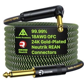 AA AUDIO ACCESSORY Cable de guitarra serie Pro de 10 pies, conector Neutrik REAN chapado en oro, 18 AWG 99.99% OFC, cable de nailon trenzado recto a á