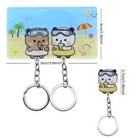 YOKUSHI Bubu and Dudu Couple Keychains Holder for Wall, Cute Bears Acrylic Key Chains for for Women Backpacks Car Keys Gifts (C)