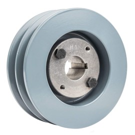 Cast Iron 5" 2 Groove Dual Belt B Section 5L Pulley with 1" Sheave Bushing