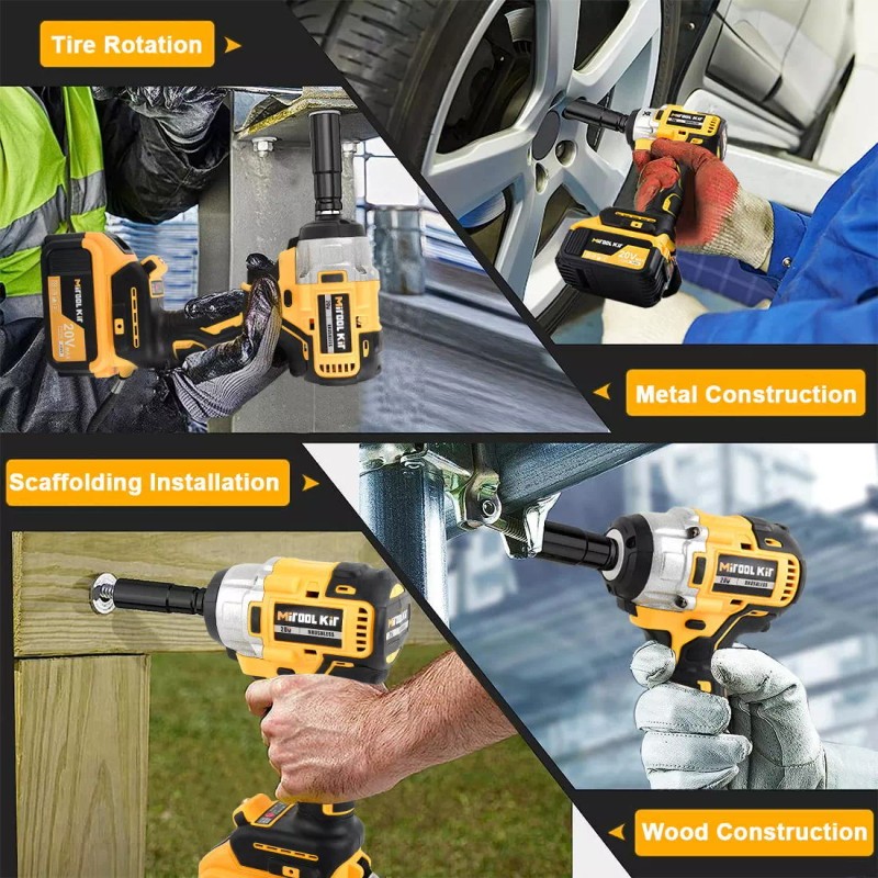 MITOOL KIT Cordless Electric Impact Wrench Gun 1/2'' High Power