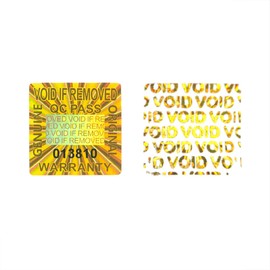 Tamper Evident Stickers 300pcs Gold Warranty Void Sticker Security Seal Holographic Sticker Adhesive Labels with Serial Number(0.8x0.8inch)