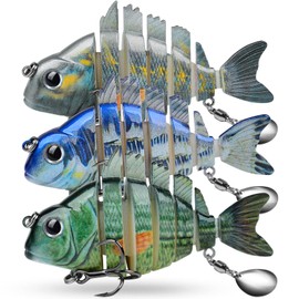 Bass Fishing Lures - Multi Jointed Lifelike Hard Baits with Spinner Baits Blades - Crankbaits Swimbaits Lure Artificial Bait Sunfish Shape Fish Tackle Kits Fishing Lure 3pcs/Set(HS078JKL)
