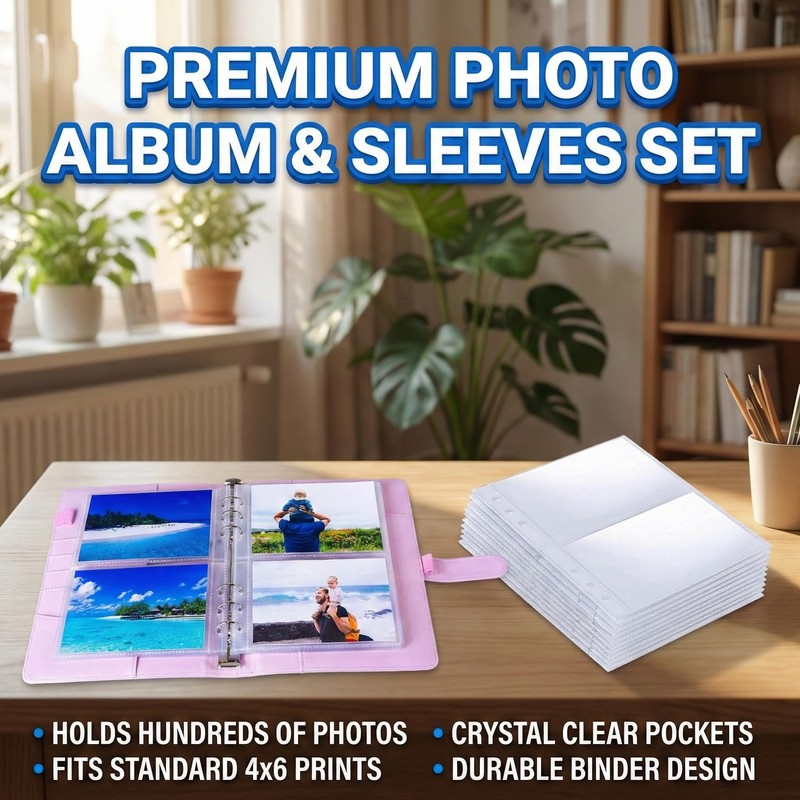 "Photocard Binder – 50 Double-Sided Pages for 3.5x5" Photos, Holds