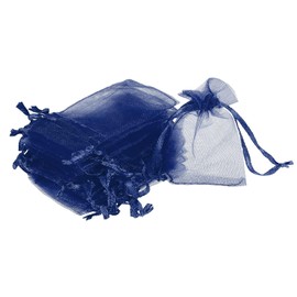 MECCANIXITY 100pcs Organza Bags 2x3 Inch Drawstring Favor Pouches Sheer Mesh Bag for Gift Jewelry Wedding Party Christmas Candy Navy Blue