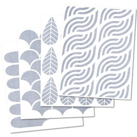 SHYJSHYJ 14 Inch (4 Pack) Boho Geometric Modern Design Stencils for Painting Large Pattern on Wall, Wood, Canvas, Crafts, Concrete Stencils for Patio, Reusable Wall Stencils for Painting Art Décor