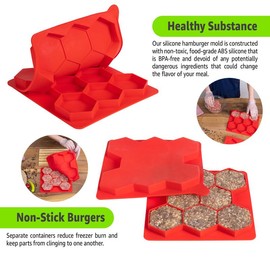 Burger Mold 8 in 1, Meatball Maker, Hamburger Slider Silicone Mold Burger Master, Hexagonal Hamburger Patty Maker, Kitchen Utensils Shaped