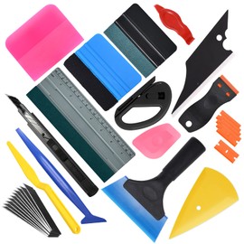 EHDIS Window Tinting Tool Vinyl Wrap Tool Kit for Car Film Wrapping with Felt Squeegee, Micro Wrap Stick Squeegee, Big Size Vinyl Squeegee, Flim Cutter, Plastic Razor Scraper for Vinyl Application