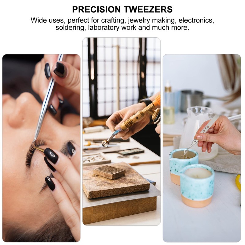 Mipcase 5pcs Precision Tweezers Stainless Steel Electronics Jewelry Tweezers for