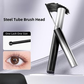 Wasserfeste Bügelmascara für feine, kurze Wimpern, schwarz, Metallstab, wischfest, schwungvoll und lang anhaltend, kein Abblättern, kein Verklumpen, ganztägig tragbar, volumengebend