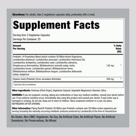 Probiotic 14 Strains 50 Billion Organisms (per serving) plus Prebiotic, 50 Vegetarian Capsules