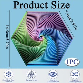 Hexagon Spiral Fidget Toy 3D Printed Fractal Sensory Toy for ADHD and Anxiety Relief Portable Geometric Hexagon Spinner Decompression Toy Unique Stress Relief Fidget Toy for Kids and Adults