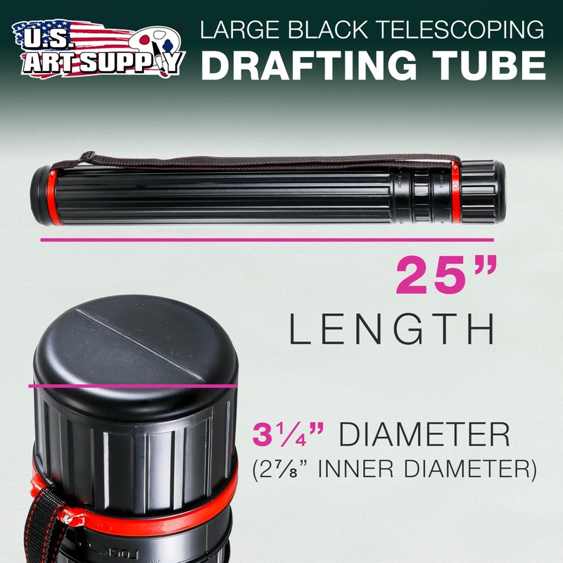 U.S. Art Supply Poster Tube - Telescoping Adjustable 25" to