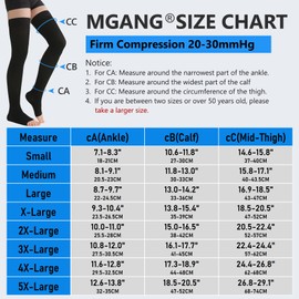 Thigh High Compression Stockings for Men & Women, Pair, Open Toe, Graduated Compression Support, Opaque, Best for Flight, Black M