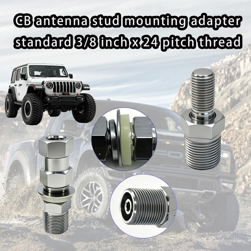 2-Pcs Universal Heavy Duty CB Antenna Stud Mount Adapter with