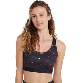 Champion Women's The Absolute Eco Strappy Bra, Sport Paint Splatter Black, Small