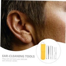 LALAFINA 1set Portable Stainless Steel Ear Wax Removal Kit Ear Cleaning Tools Comfortable Spoons to Use for Daily Care for Home Use