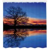 Ambesonne Panorama Shower Curtain, Tree Against Sunset View at Night