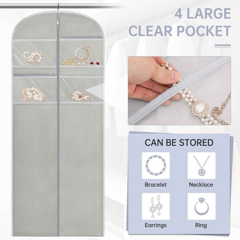 72" Garment Bag for Travel for Hanging Clothes Storage Hanging