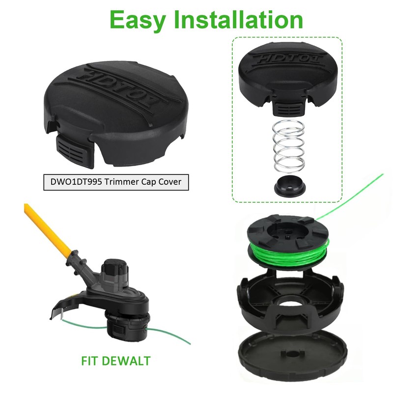 DWO1DT995 Replacement Trimmer Head Cap Spring and Base Compatible with