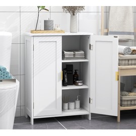 TaoHFE White Bathroom Storage Cabinet,Bathroom Cabinets Freestanding with 2 Doors,Towel Cabinet for Bathroom Floor Cabinet,Restroom Cabinet,Small Storage Cabinet for Office,Restaurant,Living Room